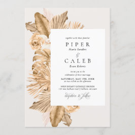 Torkat torkat Guld-gräs i Bröllop Inbjudningar