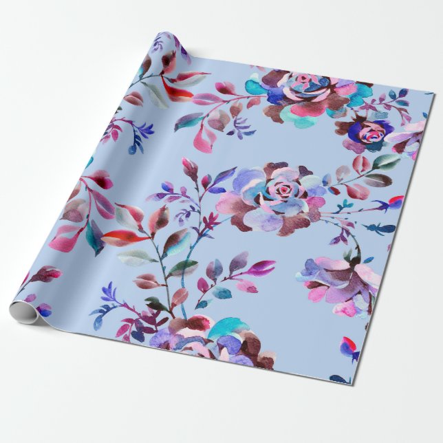 Torkfärgsbotaniskt sömlöst mönster. Hand plockade  Presentpapper (Utrullad)