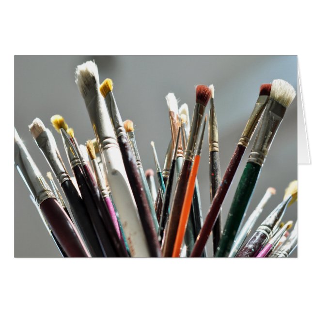 Torkning av färgpenslar i solljus hälsningskort (Framsidan Horizontal)