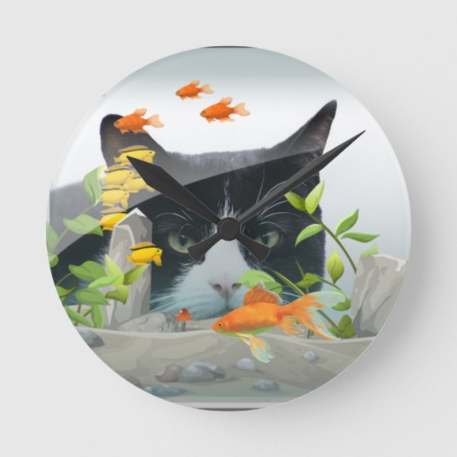 Torkning i fiskens Tank Rund Klocka (Framsida)