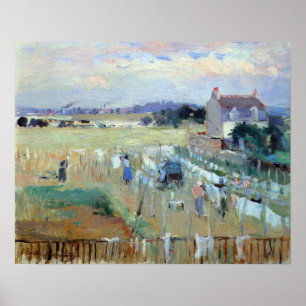 Torkning i tvätt av Berthe Morisot Poster
