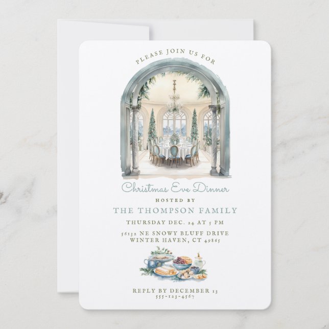 Torkrum Bord | Juldagen Kväll Inbjudningar (Framsida)