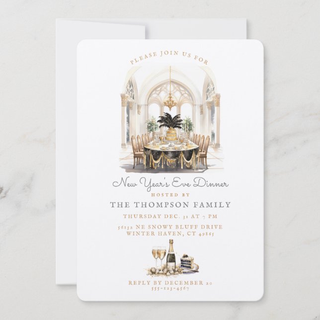 Torkrum Bord | Nyårsafton Middag Inbjudningar (Framsida)