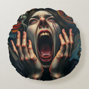 Tormented Woman Haunting Skräm Rund Kudde