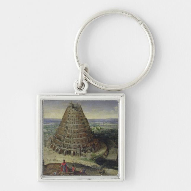Torn av Babel, 1594 Fyrkantig Silverfärgad Nyckelring (Framsidan)