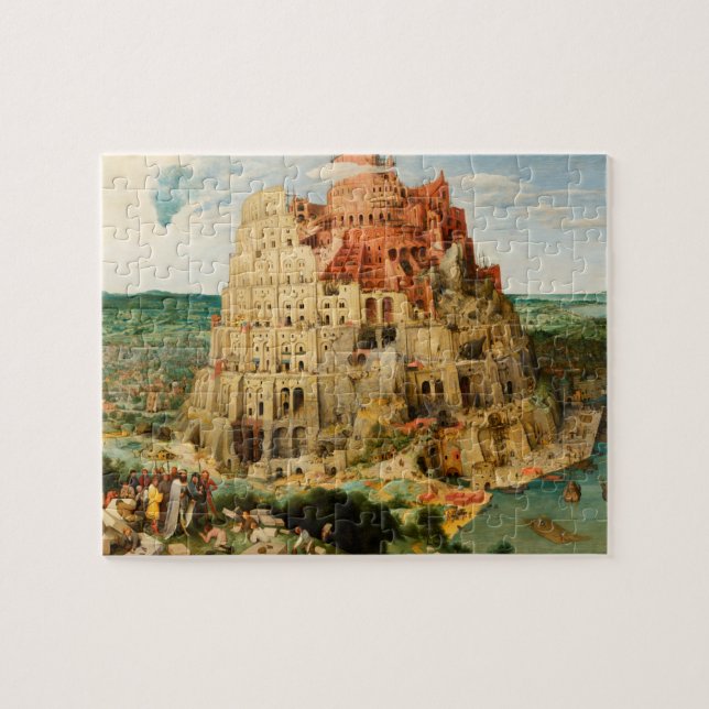 Torn av Babel av Peter Bruegel den äldre Pussel (Horisontell)