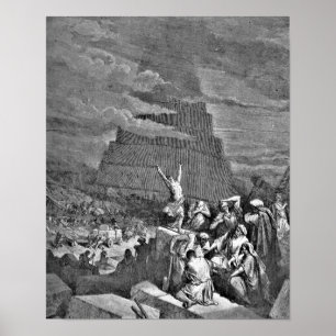 Torn av den Babel bibelGustave Dore illustrationen Poster