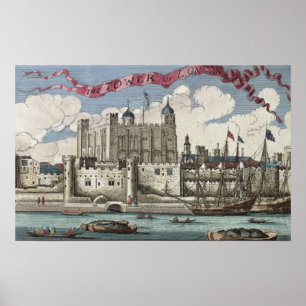 Torn av London som ses från floden Thames Poster