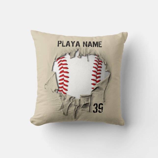Torn Baseball (personlig) Kudde (Framsida)