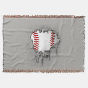 Torn Baseball Throw Blanket Filt