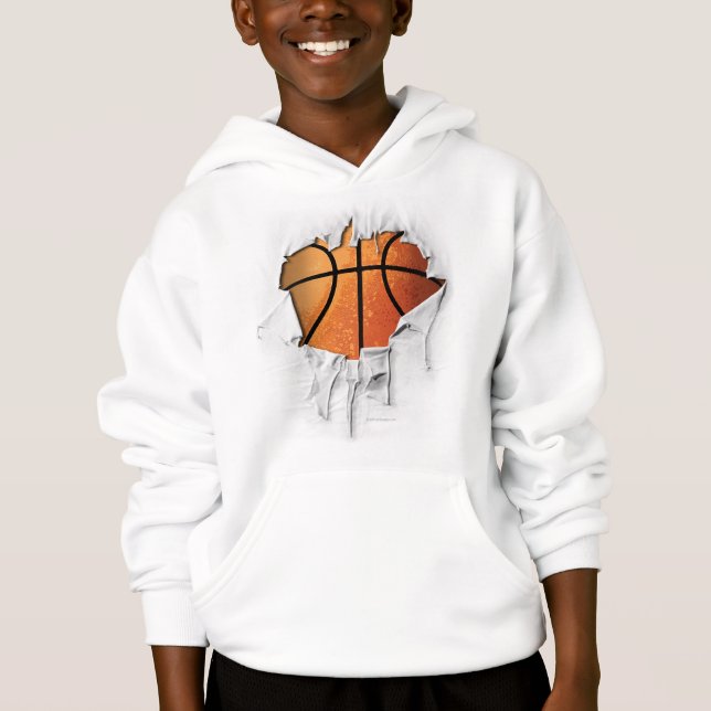 Torn Basketball Hoodie T Shirt (Framsida)