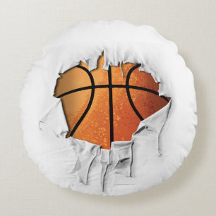Torn Basketball Round Pillow Rund Kudde