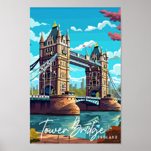 Torn Bridge England vintage resor illustration Poster