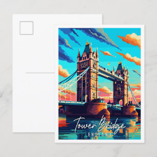 Torn Bridge England vintage resor illustration Vykort