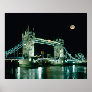 Torn Bridge i Night, London, England Poster
