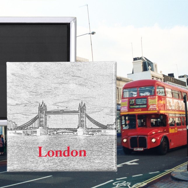 Torn Bridge LONDON Embossed Magnet (Front with Background)