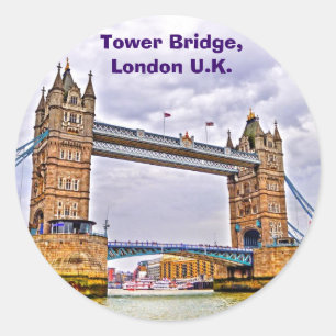 Torn Bridge London, England Art-design Runt Klistermärke