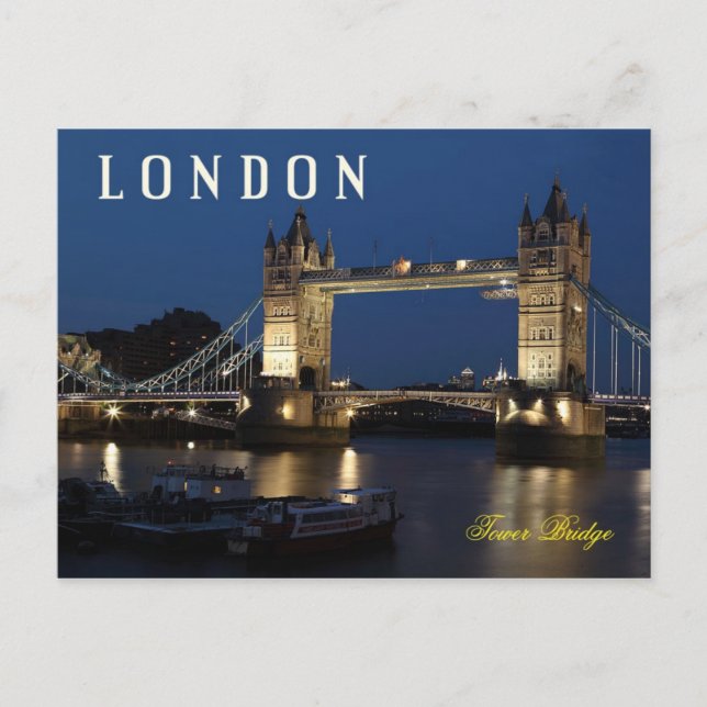 Torn Bridge, London, England på natten Vykort (Framsida)