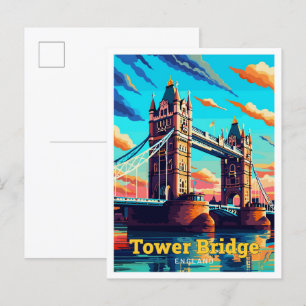 Torn Bridge London England Travel Art Vintage Vykort