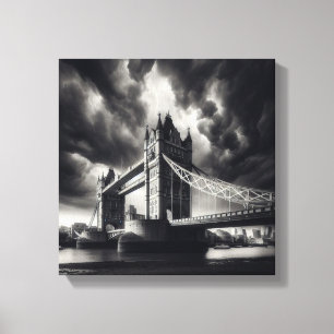 Torn Bridge London i Dramatic Black and White Canvastryck