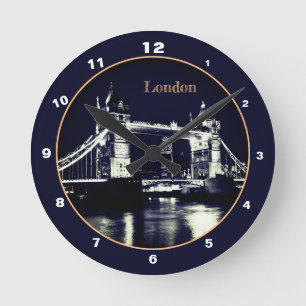 Torn Bridge & London i Night England/British UK Rund Klocka