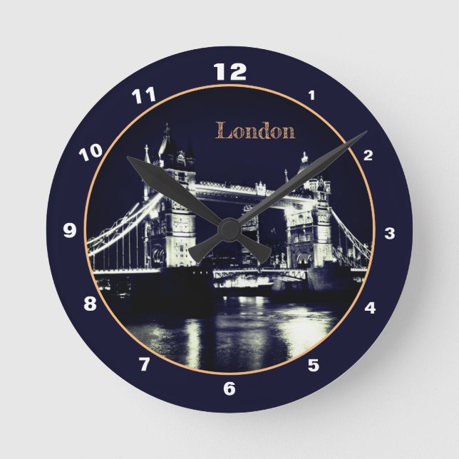 Torn Bridge & London i Night England/British UK Rund Klocka (Framsida)