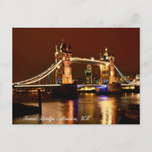 Torn Bridge, London i Night, England/kärlek UK Vykort