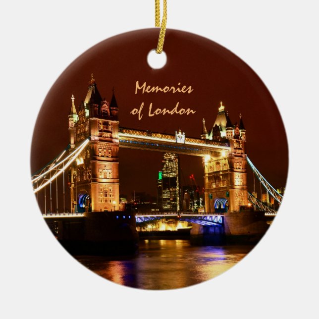 Torn Bridge, London i Night, England (UK) Cerami Julgransprydnad Keramik (Framsidan)