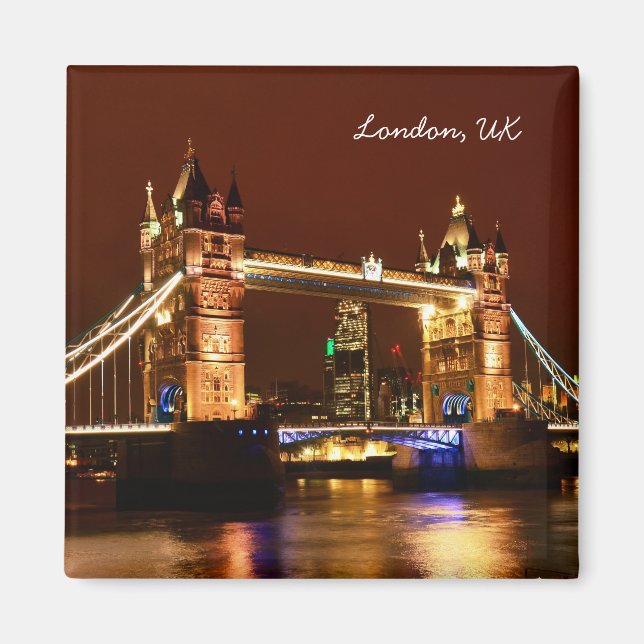 Torn Bridge, London i Night, England (UK) Magnet (Framsidan)