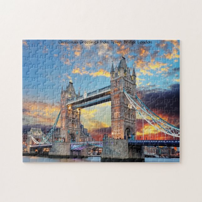 Torn Bridge London. Jigszle Puzzle Pussel (Horisontell)