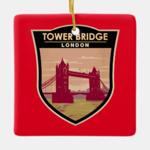 Torn Bridge London Travel Art Vintage Julgransprydnad Keramik