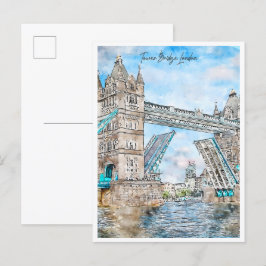 Torn Bridge London vintage resor Vykort