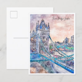 Torn Bridge London vintage resor Vykort