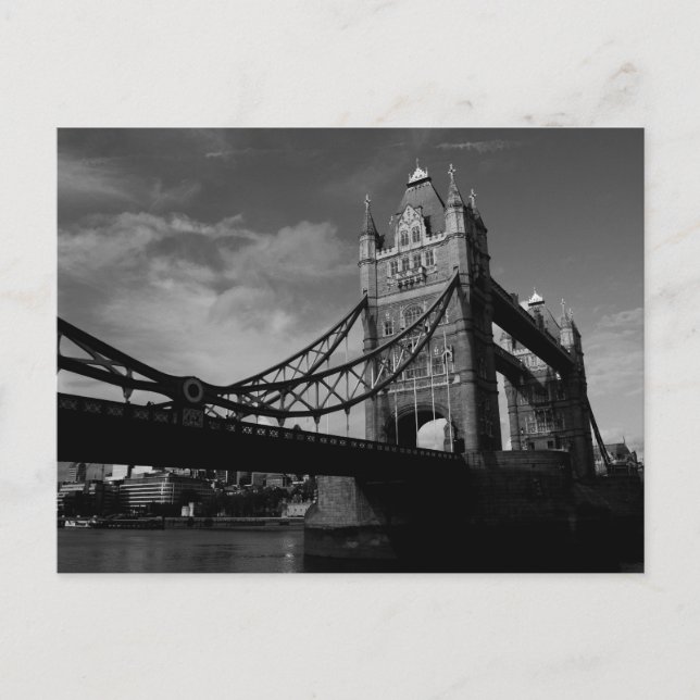 torn bridge svartvit bild vykort (Framsida)