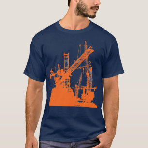 Torn Crane Operator Construction Worker Skyline T Shirt