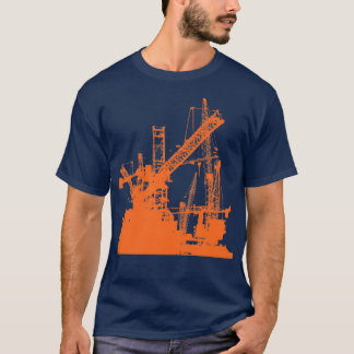 Torn Crane Operator Construction Worker Skyline T Shirt