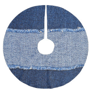 Torn denim: blå jeans-väv. julgransmatta borstad polyester