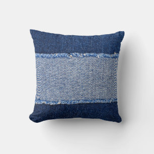 Torn denim: blå jeans-väv. kudde