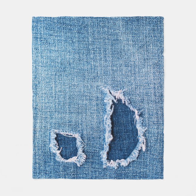 Torn denim-väv struktur, blå nyanser. fleecefilt (Framsidan)