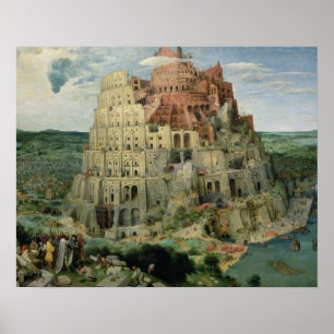 Torn i Babel, 1563 (olja på panelen) Poster