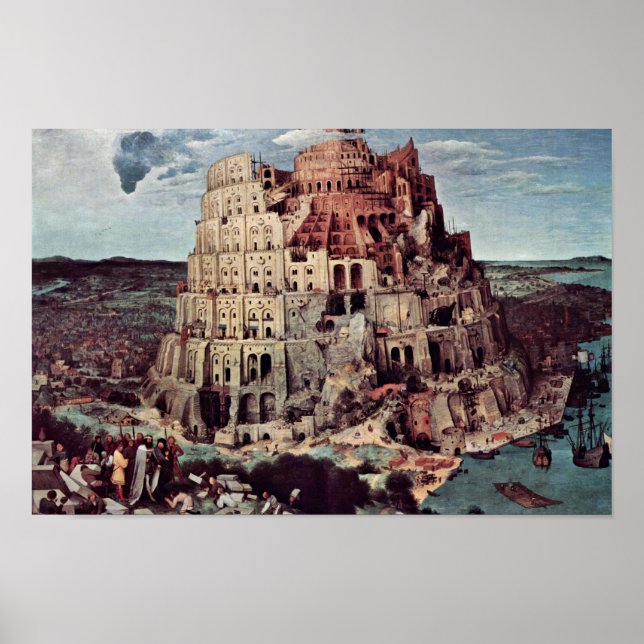 Torn i Babel, av Bruegel D. Ä. Pieter Poster (Framsidan)