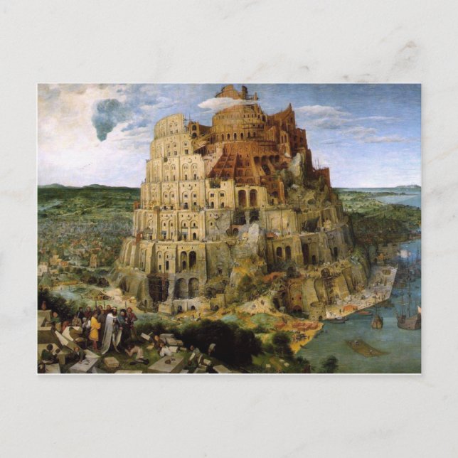Torn i Babel av Brueghel Vykort (Framsida)