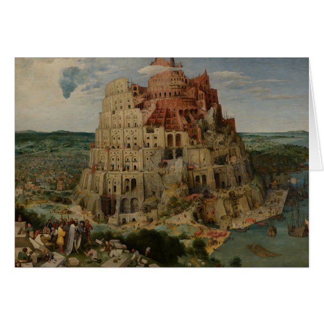 Torn i Babel av Peter Bruegel den äldre Hälsningskort (Framsidan Horizontal)