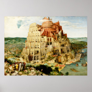 Torn i Babel" av Pieter Brueghel den äldre Poster
