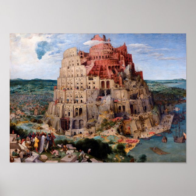 Torn i Babel, Pieter Bruegel the Elder, 1563 Poster (Framsidan)