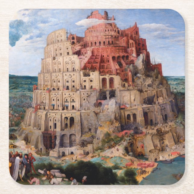 Torn i Babel, Pieter Bruegel the Elder, 1563 Underlägg Papper Kvadrat (Framsidan)