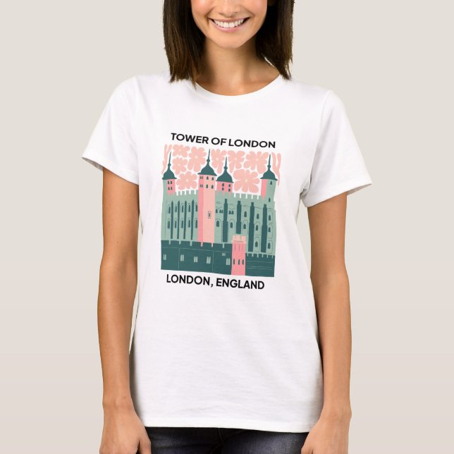 Torn i London England abstrakt tramset blommigt ar T Shirt (Framsida)