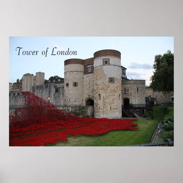 Torn i London med keramiska poppies - Poster (Framsidan)