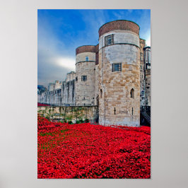 Torn i London Red Poppies England UK Poster