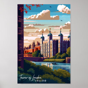 Torn i London vintage resor illustration Poster
